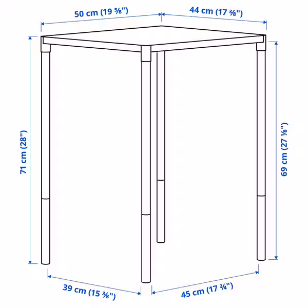 FEJAN Садовый стол - белый 50x44 см - схема-чертеж с размерами