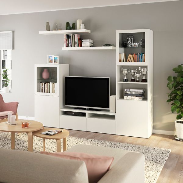 Шкаф для ТВ, комбинация, белый 240x42x193 см IKEA BESTÅ БЕСТО / LACK ЛАКК 993.987.46 - фото 2