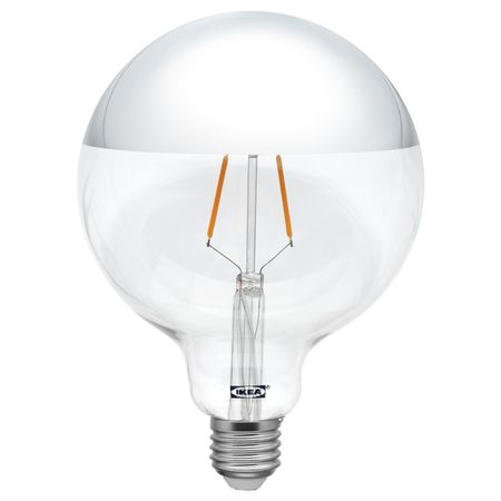 Светодиод E27 140 лм, шаровидный/зеркальный верх, серебристый 125 мм IKEA СИЛЛЬБУ 304.165.35