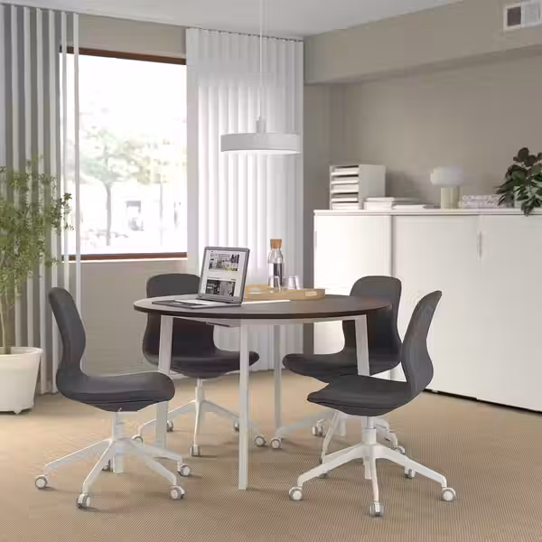 MITTZON МИТТЗОН Конференц-стол - круглой формы шпон грецкого ореха/белый 120x75 см - фото 4