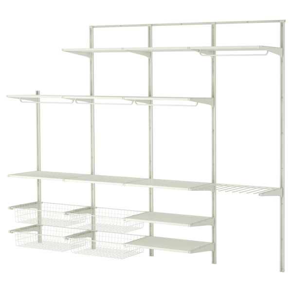 Настенная шина, полки, вешалка для брюк АЛЬГОТ, белый (254x40x196 см) - фото 1