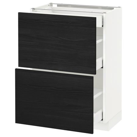 Напольный шкаф/2фасада/3ящика, белый, Тингсрид черный 60x37 см IKEA МЕТОД / МАКСИМЕРА 892.361.32