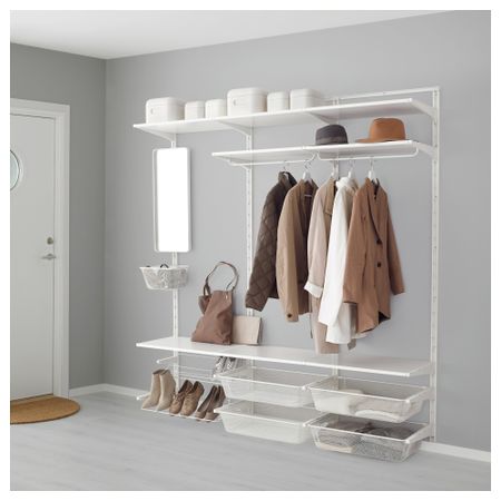 Настенная шина, полки, штанга АЛЬГОТ, белый (190x41x199 см)