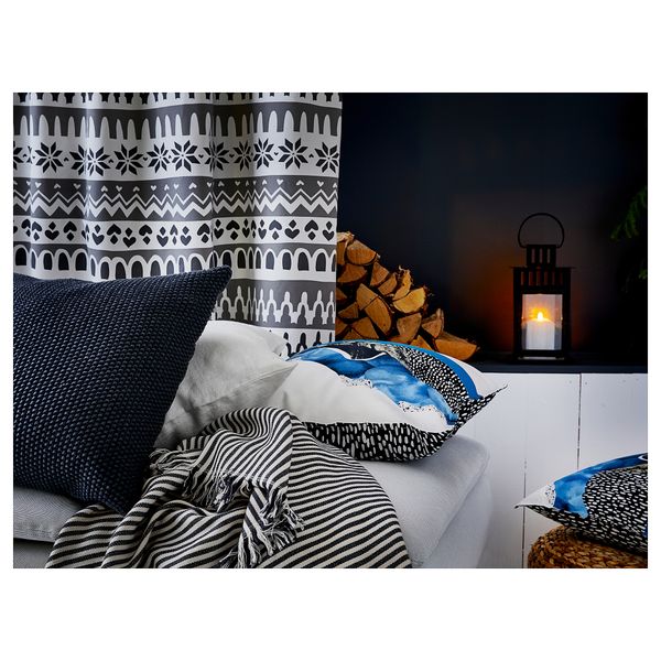 Плед ТУВАЛИ, в полоску белый, темно-серый (120x180 см) - схема-чертеж с размерами