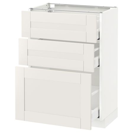 Напольный шкаф с 3 ящиками, белый/Сэведаль белый 60x37 см IKEA METOD МЕТОД / MAXIMERA МАКСИМЕРА 392.387.65