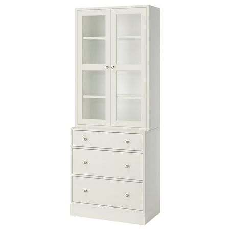 HAVSTA Комбинация для хранения с сткл двр - белый 81x47x212 см