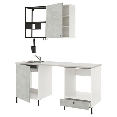 Кухня, 183x63.5x222 см, антрацит, под бетон IKEA BEGIVENHET БЕГИВЕНХЕТ 293.375.15