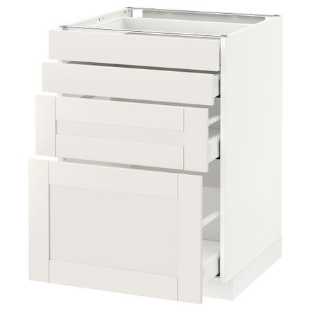 Напольный шкаф 4 фронтальных панели, 4 ящика МЕТОД / МАКСИМЕРА, белый, Сэведаль белый