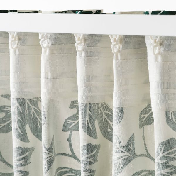 Гардины, 1 пара, белый/темно-зеленый 145x300 см IKEA ALPKLÖVER АЛЬПКЛЁВЕР 004.598.14 - фото 5