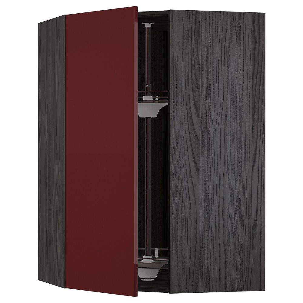 Угловой навесного шкаф с вращающейся секц, черный Калларп/глянцевый темный красно-коричневый 68x100 см IKEA МЕТОД 993.278.91 - схема-чертеж с размерами