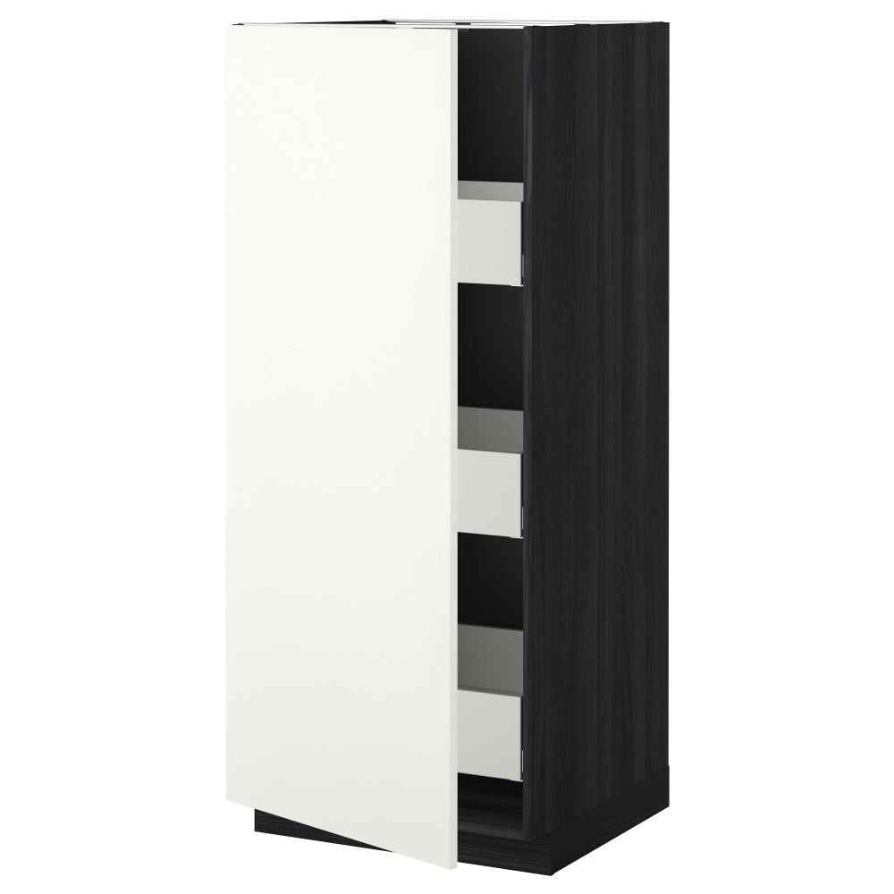 Высокий шкаф с ящиками МЕТОД / МАКСИМЕРА, черный, Хэггеби белый - фото 1
