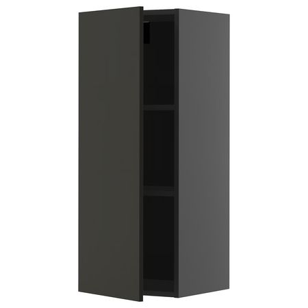 METOD Навесной шкаф с полками - черно-серый/Nickebo матовый антрацит 40x100 см