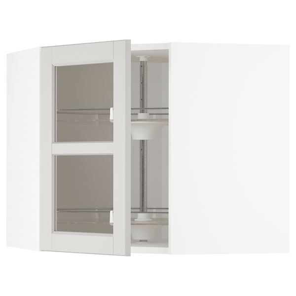 Угловой Навесной шкаф с вращающейся секция, стеклянная дверцы, 68x60 cm IKEA METOD МЕТОД 292.744.81 - фото 2