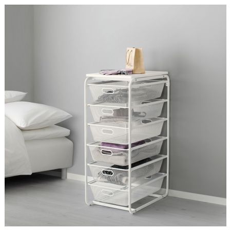 Рама, 6 сетчатых корзин, верхняя полка АЛЬГОТ, белый (41x60x105 см)