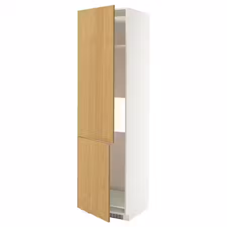 METOD Высокий шкаф д/холод/мороз/2дверцы - белый/Sinarp дубовый шпон 60x60x220 см