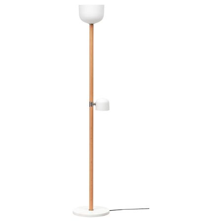 MOSSPLYM МОССПЛЮМ Торшер/лампа для чтения - молочный стекло/дуб 180 см