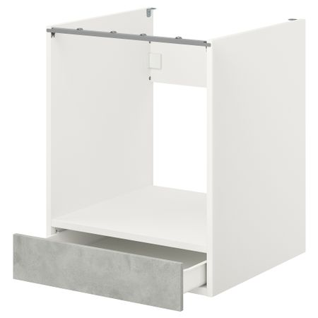 Напольный шкаф для духовки, с ящиком, 60x62x75 см, белый, под бетон IKEA BEGIVENHET БЕГИВЕНХЕТ 793.209.18