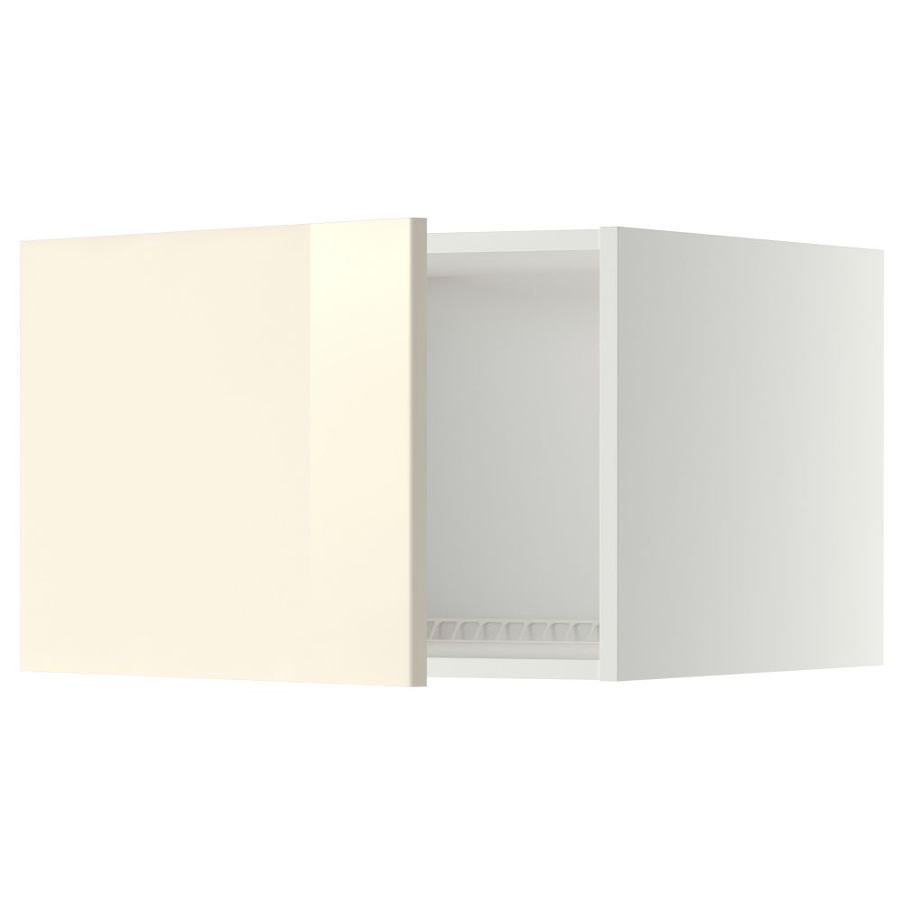 Верхний шкаф на холодильник, морозильник МЕТОД, белый, Рингульт кремовый - схема-чертеж с размерами