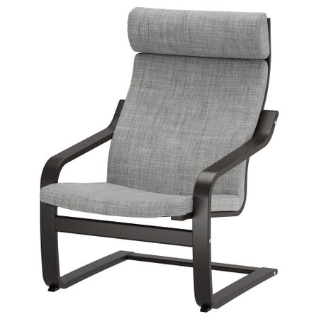 Кресло ПОЭНГ, черно-коричневый, Исунда серый