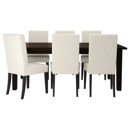 Стол и 6 стульев СТУРНЭС / ХЕНРИКСДАЛЬ, коричнево-чёрный, Линнерид неокрашенный (201 см)