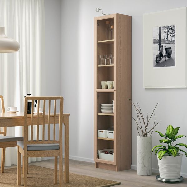 Шкаф книжный со стеклянной дверью, 40x30x202 cm IKEA BILLY БИЛЛИ, OXBERG ОКСБЕРГ 592.874.01 - фото 3