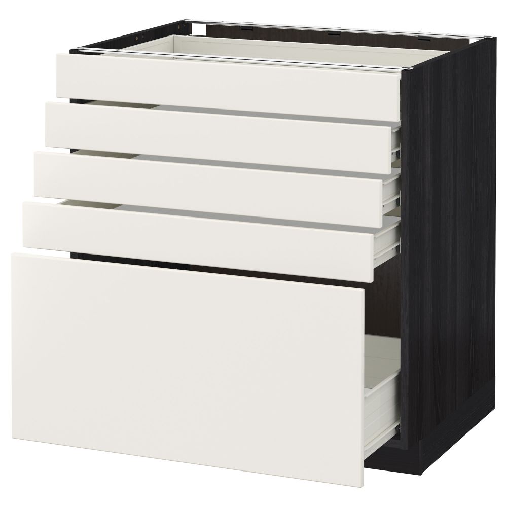 Напольный шкаф с 5 ящиками МЕТОД / ФОРВАРА, черный, Веддинге белый - схема-чертеж с размерами