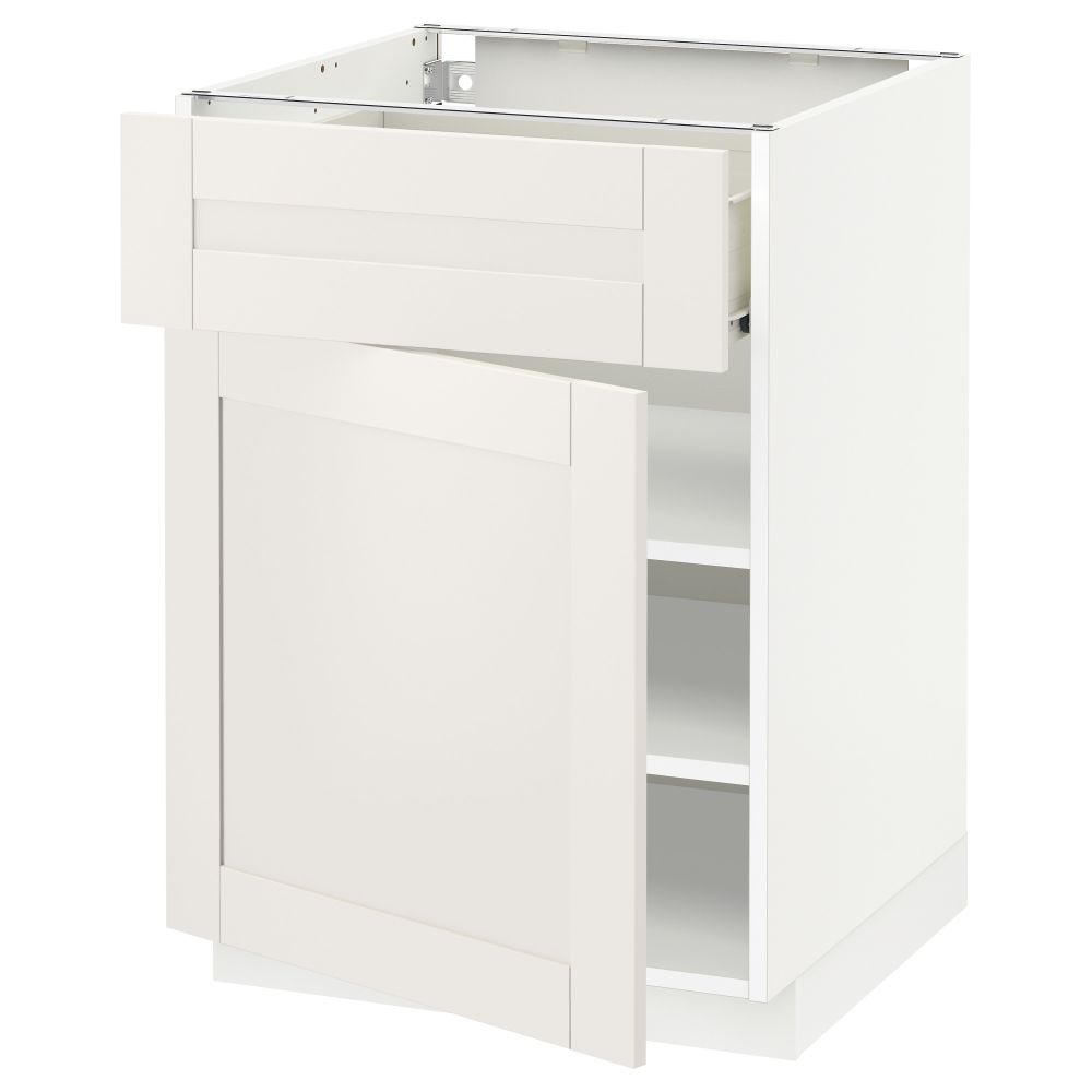 Напольный шкаф с ящиком, дверью МЕТОД / ФОРВАРА, белый, Сэведаль белый - схема-чертеж с размерами