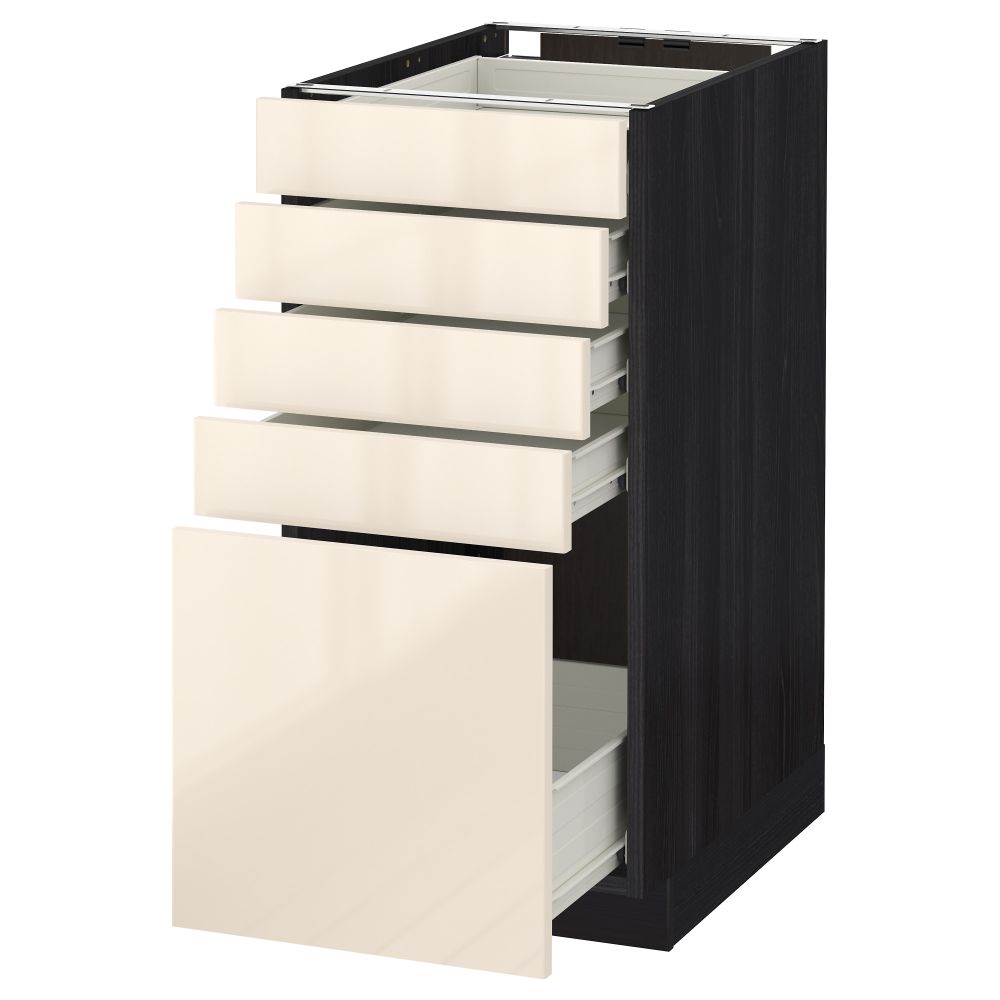 Напольный шкаф с 5 ящиками МЕТОД / ФОРВАРА, черный, Рингульт кремовый - схема-чертеж с размерами