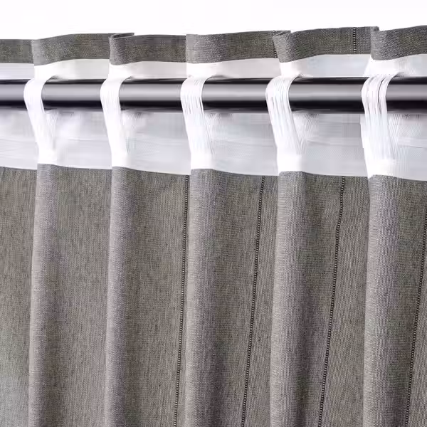 LENDA Гардины с прихватом, 2 шт. - темно-серый/с лентой 140x300 см - фото 7