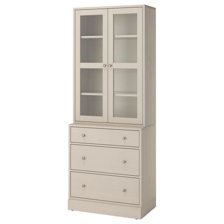 HAVSTA Комбинация для хранения с сткл двр - серо-бежевый 81x47x212 см