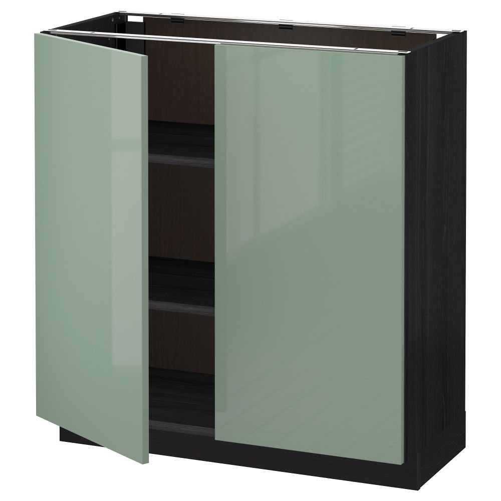 Напольный шкаф с полками, 2 двери МЕТОД, черный, Калларп светло-зеленый - схема-чертеж с размерами