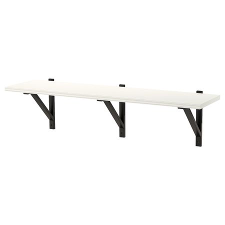 Полка навесная, белый, черный, 120x32 см IKEA БЕРГСХУЛЬТ / ЭКБИ ВАЛЬТЕР 392.906.64