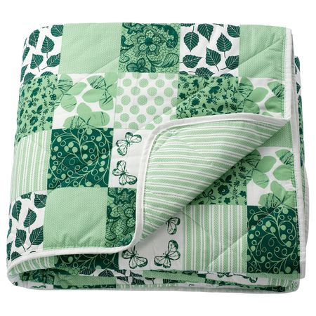 Покрывало, лоскутный/зеленый 180x220 см IKEA AXVERONIKA АКСВЕРОНИКА 604.551.77