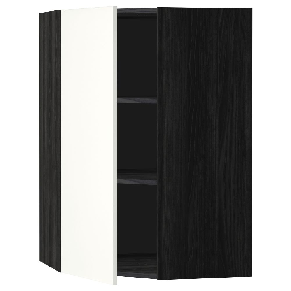 Угловой навесной шкаф с полками МЕТОД, черный, Хэггеби белый - схема-чертеж с размерами