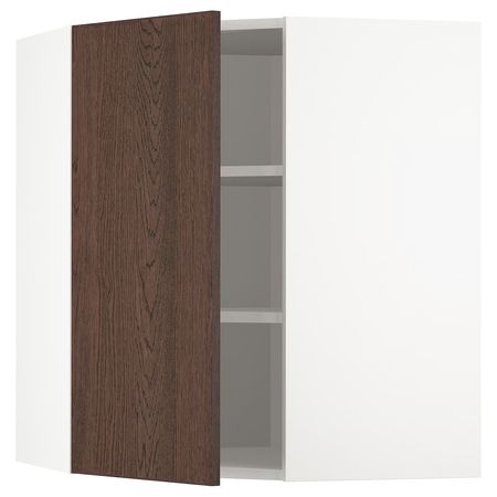 METOD Угловой навесной шкаф с полками - белый/Sinarp коричневый 68x80 см