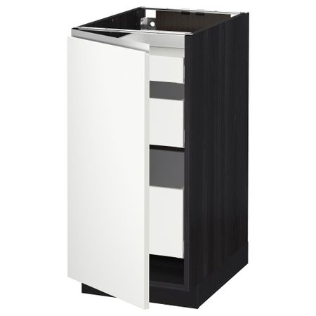 Напольный шкаф с 1 дверцей, 3 ящика МЕТОД / МАКСИМЕРА, черный, Нодста белый