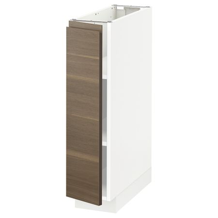 Напольный шкаф с полками, белый/Воксторп под грецкий орех 20x60 см IKEA METOD МЕТОД 794.446.45
