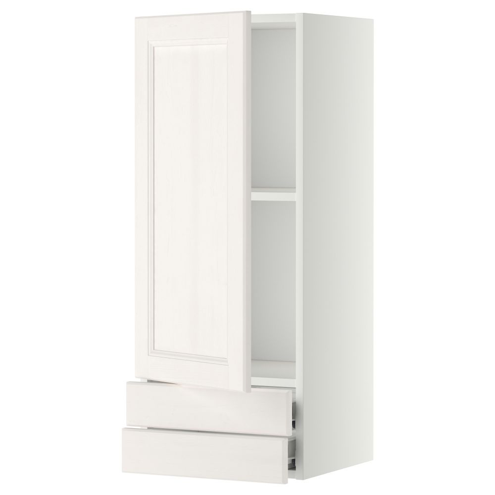 Навесной шкаф с дверцей, 2 ящика МЕТОД / ФОРВАРА, белый, Лаксарби белый - фото 1