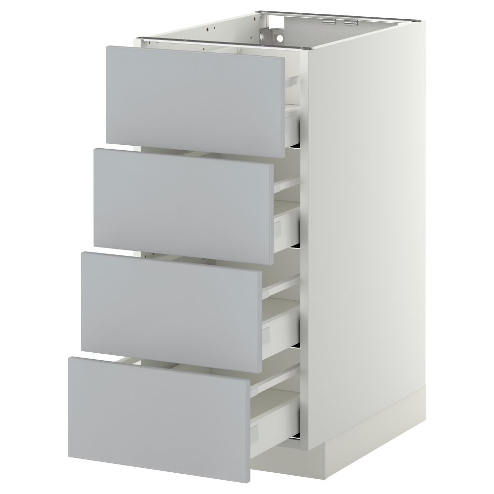 Напольный шкаф 4 фронтальных панели, 4 ящика МЕТОД / МАКСИМЕРА, белый, Веддинге серый - схема-чертеж с размерами