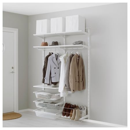 Настенная шина, штанга, модуль для обуви АЛЬГОТ, белый (132x41x199 см)