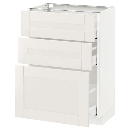 Напольный шкаф с 3 ящиками МЕТОД / МАКСИМЕРА, белый, Сэведаль белый