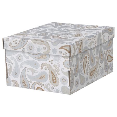 Коробка с крышкой, серый/с рисунком 26x32x17 см IKEA SMEKA СМЕКА 403.944.63