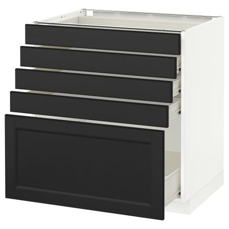 Напольный шкаф с 5 ящиками МЕТОД / ФОРВАРА, белый, Лаксарби черно-коричневый