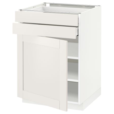 Напольный шкаф с дверцей, 2 ящиками МЕТОД / МАКСИМЕРА, белый, Сэведаль белый