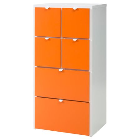 Комод с 6 ящиками, белый, оранжевый 63x126 см IKEA ВИСТХУС 703.660.48