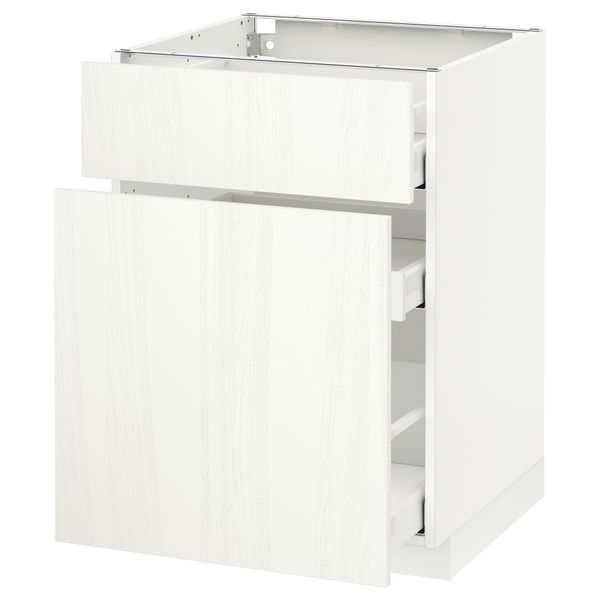 Напольный шкаф, выдвижной секцией, ящик МЕТОД / МАКСИМЕРА, белый, Росдаль белый - схема-чертеж с размерами