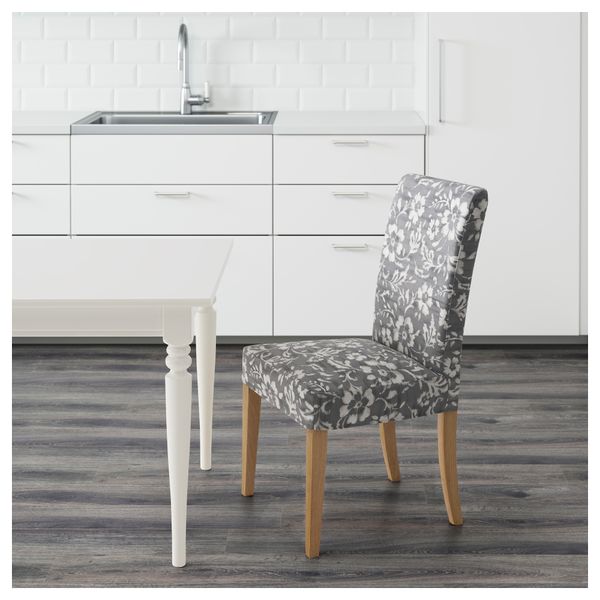 Стул ХЕНРИКСДАЛЬ, дуб, Ховстен серый/белый - фото 2