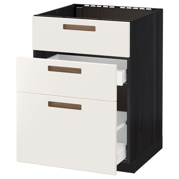 Напольный шкаф под мойку + 3 фронтальных панели, 2 ящика МЕТОД / МАКСИМЕРА, черный, Мэрста белый - схема-чертеж с размерами