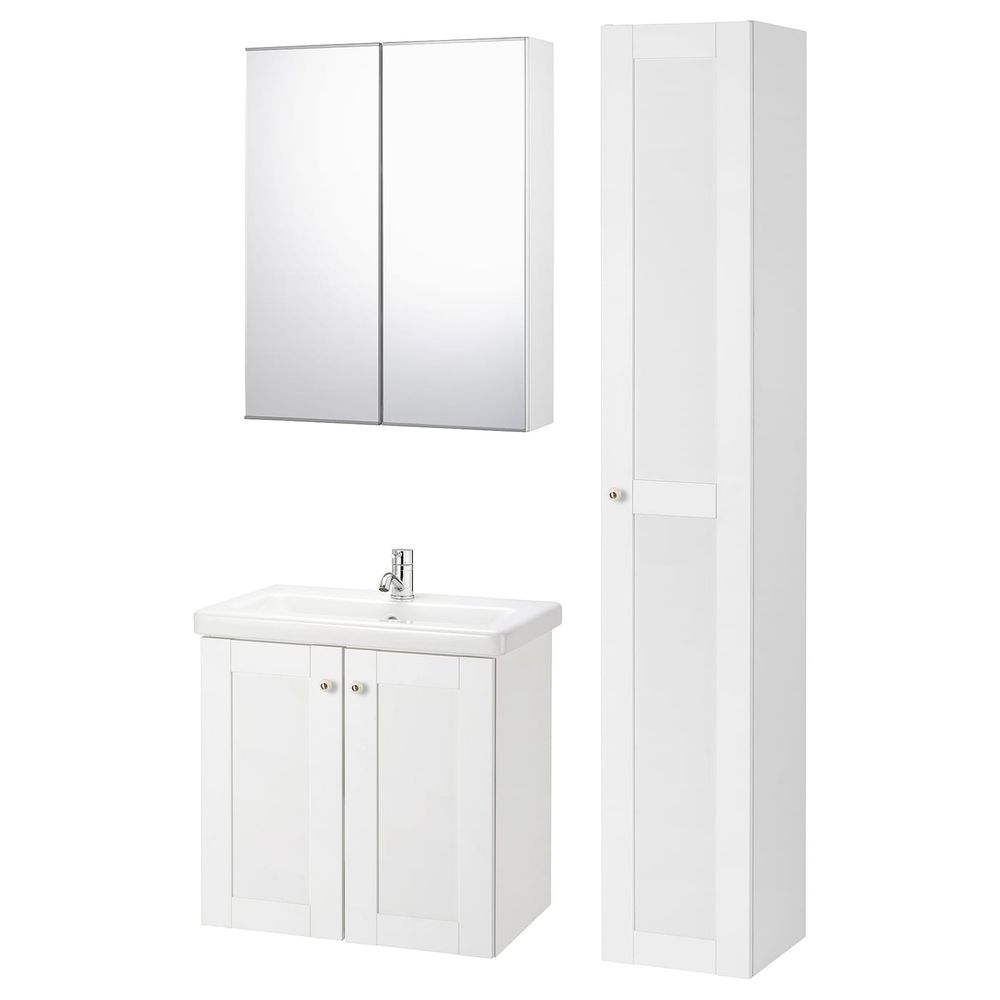 Комплект мебели для ванной,8 предм., Йельсен белый/ПИЛКОН смеситель 64x43x65 см IKEA FISKÅN ФИСКОН / TVÄLLEN ТВЭЛЛЕН 494.360.91 - фото 1