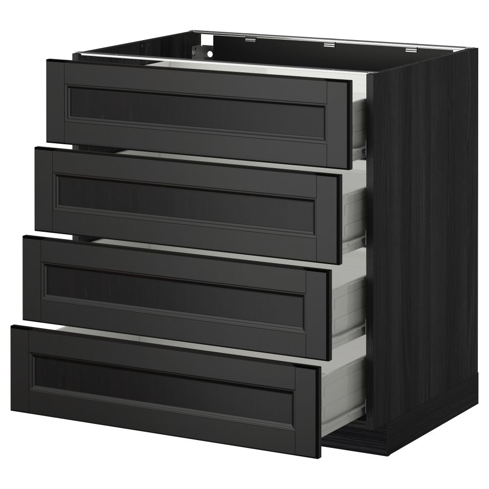 Напольный шкаф 4 фронтальных панели, 4 ящика МЕТОД / ФОРВАРА, черный, Лаксарби черно-коричневый - схема-чертеж с размерами